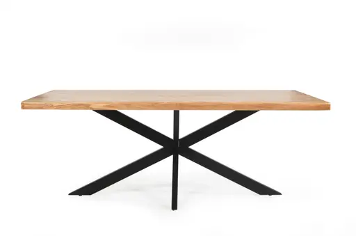 Esstisch - LB ca. 180x90 cm, Eiche massiv geölt, Baumkante, Schwarz