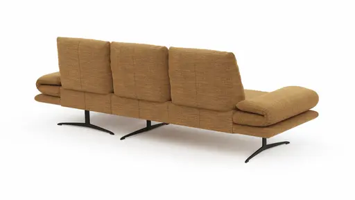 Ecksofa Lucero - 2-Sitzer mit Longchair rechts inkl. Rückenlehne verstellbar, Stoff, Senfgelb