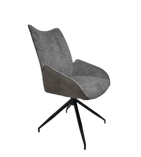 Stuhl MAUREEN - drehbar, Stoff, Grau, Braun