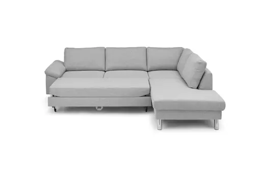 Ecksofa COOL - 2,5-Sitzer mit Ecke rechts, Querschläfer, Stoff, Hellgrau