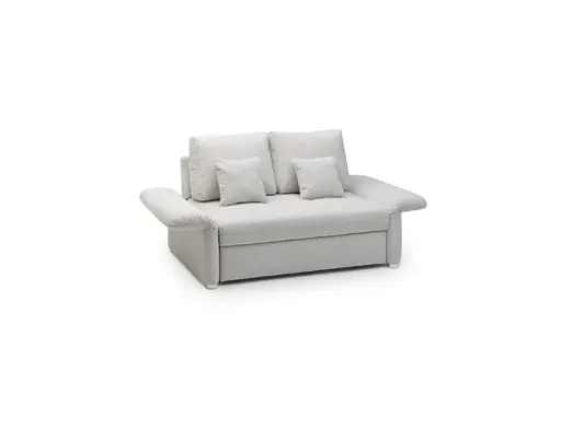 Sofa JORDEN - 1,5-Sitzer inkl. Schlaffunktion mit Bettkasten, verstellbare Armlehnen, Stoff, Beige