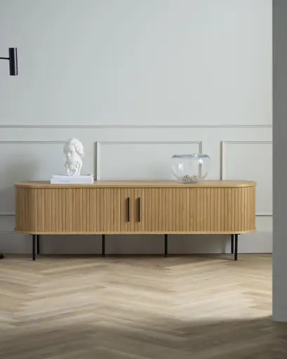 TV-Lowboard - B ca. 180 cm, Eiche Furnier, Natur