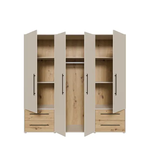  Drehtürenschrank FATHIE- B ca. 206 cm, Sand, Eiche Dekor