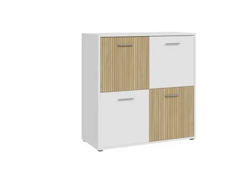 Kommode FABIENNE- Weiß, Eiche Dekor