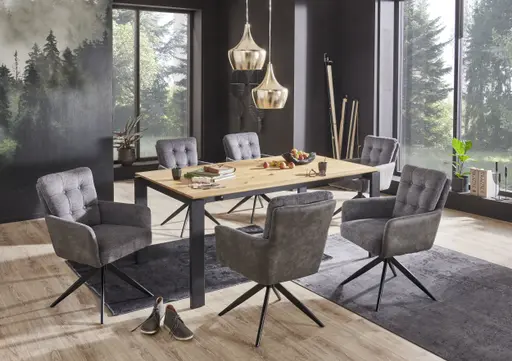 Armlehnenstuhl - Stoff, Grau, drehbar