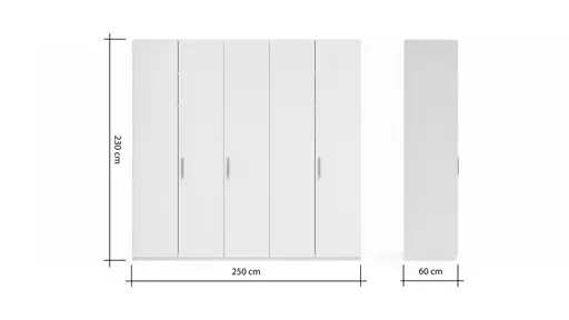 Drehtürenschrank Viana - B. ca. 250 cm, Lack, Steingrau