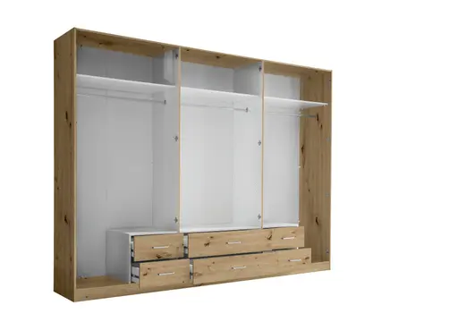 Drehtürenschrank- B ca. 271 cm, Eiche Dekor, Spiegel