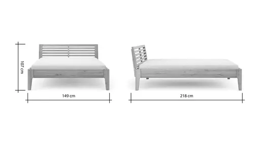 Bettgestell 1660 - Liegefläche ca. 140x200 cm, Kiefer massiv, Weiß