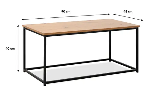 Couchtisch - LB ca. 90x48 cm, Artisan Eiche Nachbildung, Schwarz