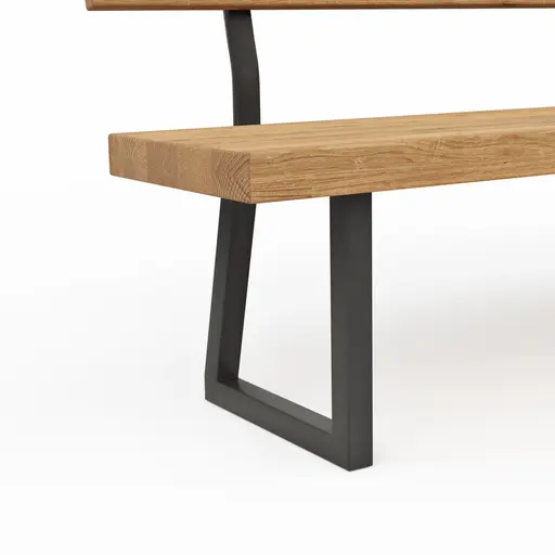 Holzbank Clifton - mit Rückenlehne, Breite ca. 220cm, Zerreiche massiv, natur