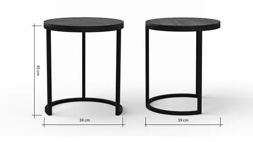 Beistelltisch Kai -LBH ca. 39x39x45 cm, Asteiche massiv, Schwarz