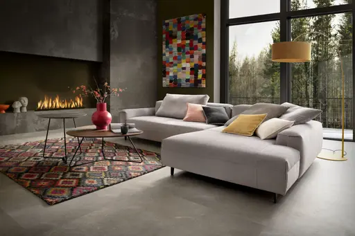 Ecktisch Fano - LBH ca. 59x50x55 cm, HPL Laminat, Graubraun