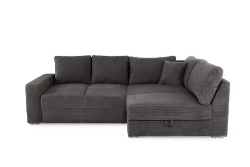 Ecksofa JANIS - 2,5-Sitzer, Ecke rechts inkl. Schlaffunktion, Stoff, Grau