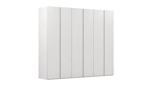 Drehtürenschrank Loretto - B ca. 280 cm, Melamin matt, Weiß