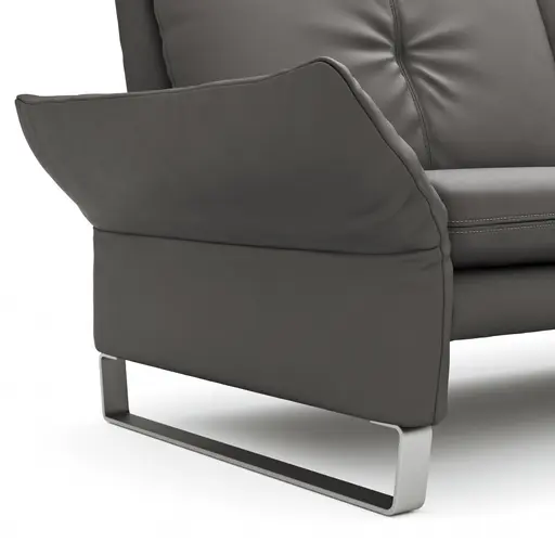 Sofa Tenero - 3-Sitzer inkl. Armlehne verstellbar, Leder, Anthrazit