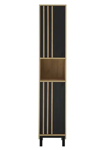 Hochschrank- B ca. 38 cm, Eiche Dekor, Schwarz