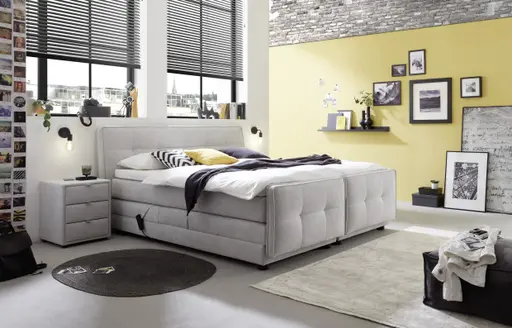 Boxspringbett- Liegefläche ca. 180x200 cm, Stoff, Hellgrau