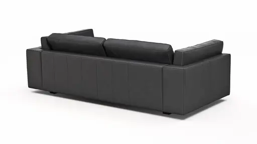Sofa Aprino 3 - 3,5-Sitzer L, Dickleder, schwarz, Armlehne Kissen