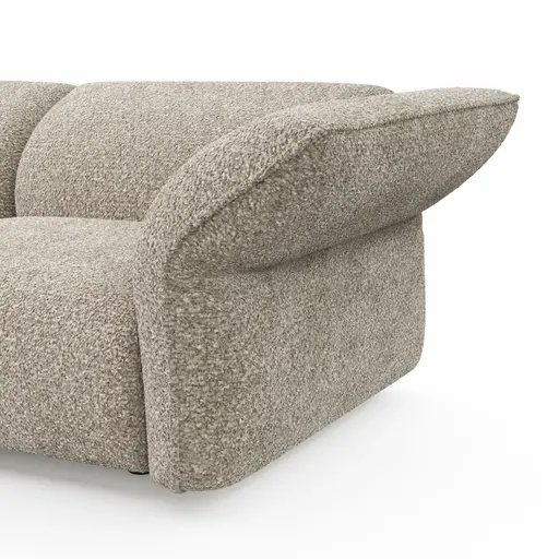 Trapezsofa Motone - Ecke links mit 2-Sitzer, Stoff, Beige