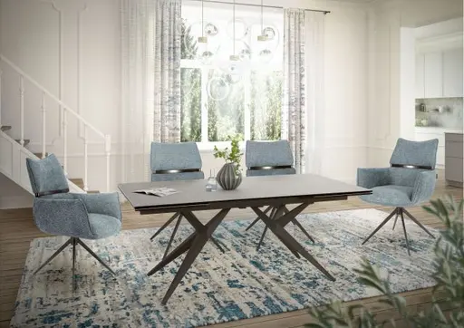 Stuhl MARJA - drehbar, Stoff, Türkis