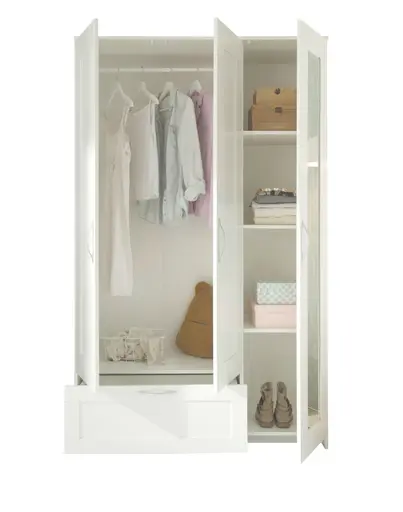 Drehtürenschrank- B ca. 117 cm, Weiß, Spiegel