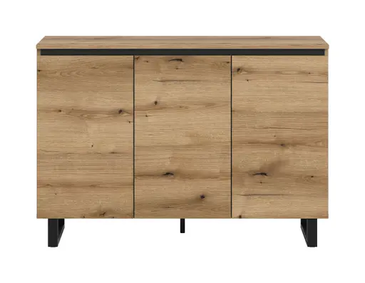Sideboard - B ca. 120 cm, Evoke Eiche Nachbildung, Schwarz