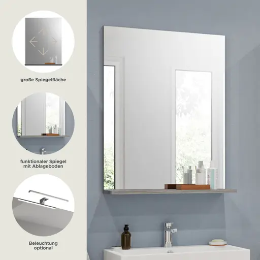 Spiegel - LB ca. 60x79 cm, Rauchsilber