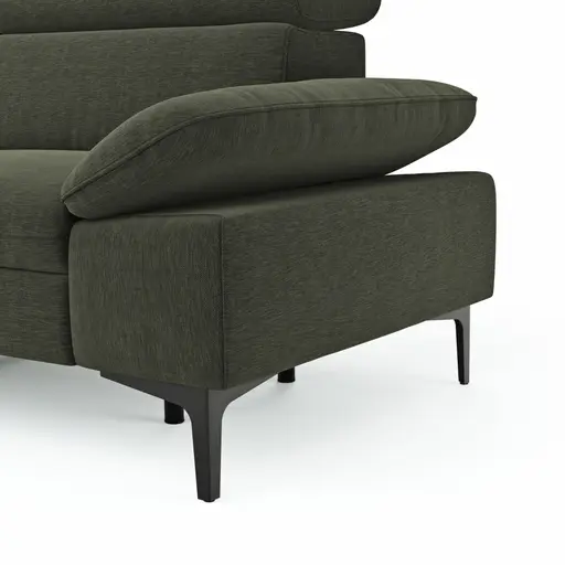 Ecksofa Felipa - Ecke links mit 2,5-Sitzer inkl. Armlehne verstellbar und Rückenlehne/Sitztiefe verstellbar (motorisch), Stoff, Dunkelgrün