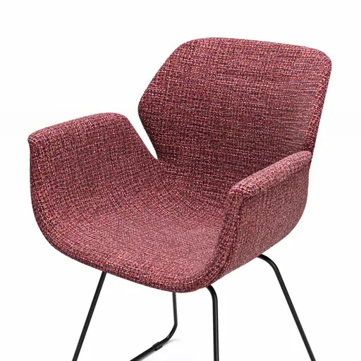 Armlehnstuhl Tooon - Stoff Weinbeere, Kufe, Schwarz