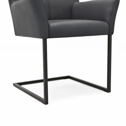 Armlehnstuhl Edmonton - Leder, Anthrazit