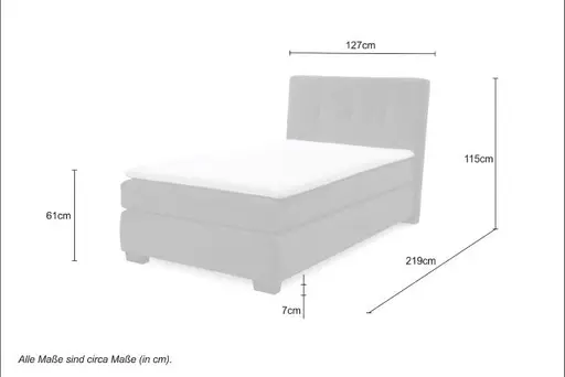 Boxspringbett JILA- Ligefläche ca. 120x200 cm, Stoff, Curry
