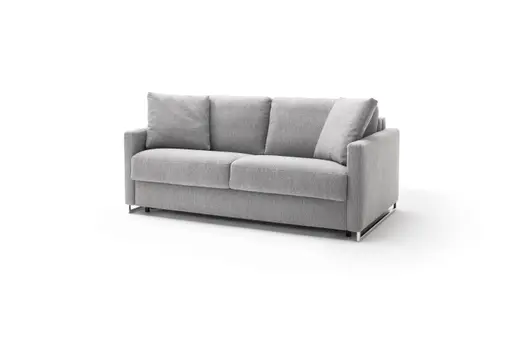 Sofa Nuoro - 2,5-Sitzer inkl. Schlaffunktion, Armlehne mit Kufe, Stoff, Grau