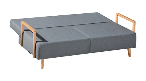 Querschläfer - Schlaffunktion mit Bettkasten, Stoff, Blaugrau