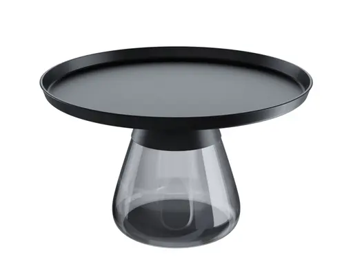 Couchtisch - LBH ca. 71x71x33 cm, Stahl Schwarz, Glas Grau getönt
