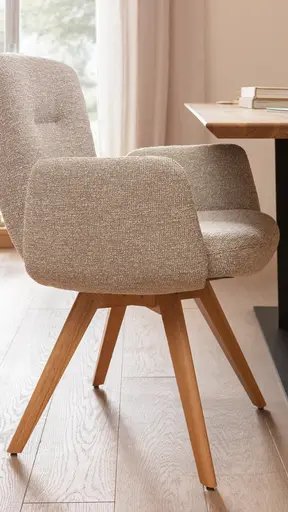 Armlehnstuhl Kamari - Stoff, Graubeige