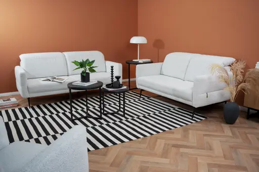 Sofa Estrela 2.0 - 2,5-Sitzer inkl. Kopfteil/Armteil verstellbar und Sitzvorzug motorisch, Stoff, Creme