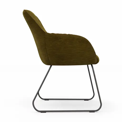 Armlehnstuhl Noli - Stoff, Olivgrün, Kufe