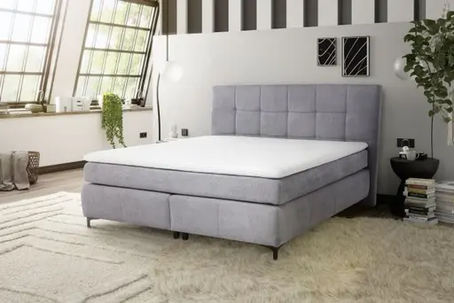 Boxspringbett- Ligefläche ca. 180x200 cm, Stoff, Hellgrau