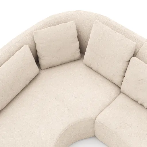 Ecksofa Karasu - Ottomane links mit 3-Sitzer rechts, Stoff, Natur