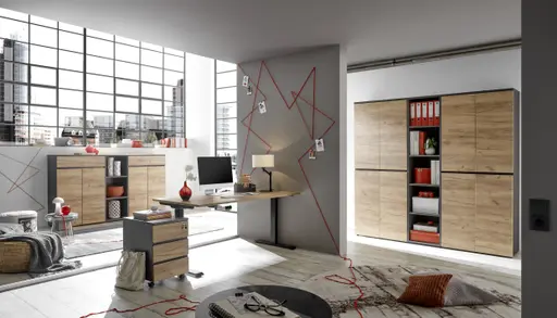 Rollcontainer GRIFFIN - Graphit, Eiche Nachbildung