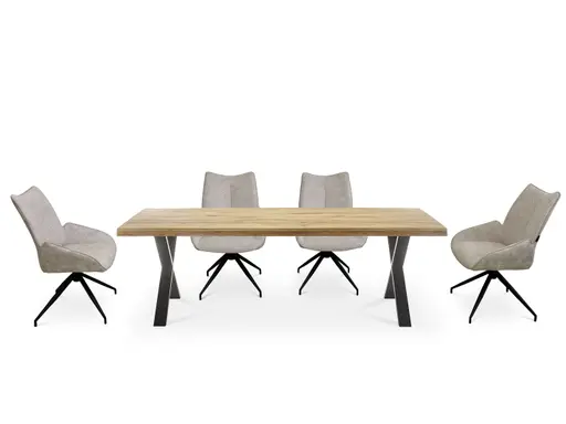 Stuhl MAUREEN - drehbar, Stoff, Creme