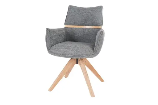 Armlehnstuhl MAROU - drehbar, Stoff, Graublau