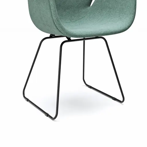 Armlehnstuhl Tooon - Stoff Lagune, Gestell Kufe, Schwarz