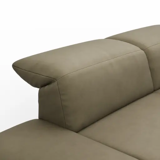 Sofa Elena - 2,5-Sitzer, Kopfteil/Armlehne verstellbar, Leder, Olive