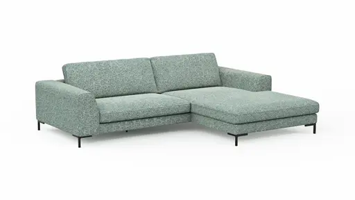 Ecksofa Solano - 1,75-Sitzer mit Longchair Rechts, Stoff, Hellblau