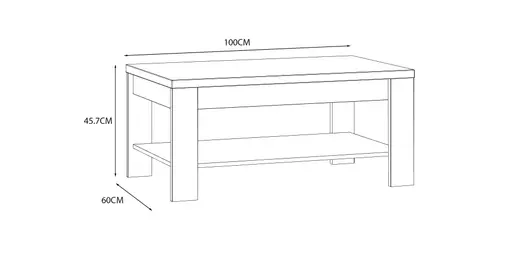 Couchtisch FELLIAN- LB ca. 100x60 cm, Weiß, Eiche Dekor