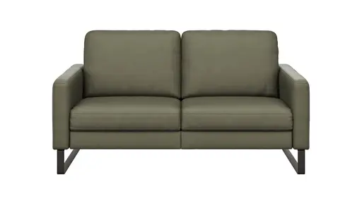 Sofa Enna - 2,5-Sitzer, Armlehne A, Leder, Olive, Kufe, Schwarz