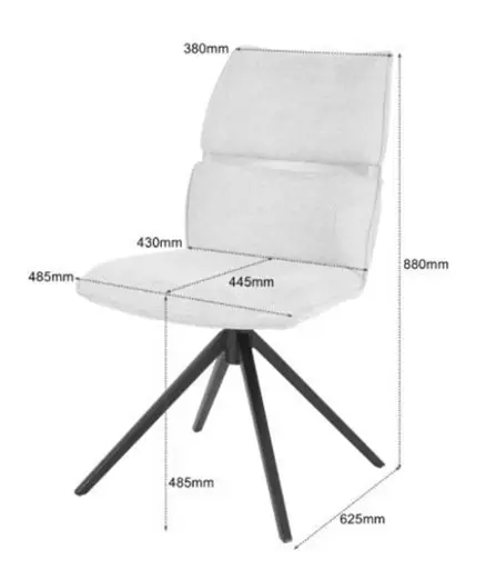 Stuhl MARJA - drehbar, Stoff, Grau