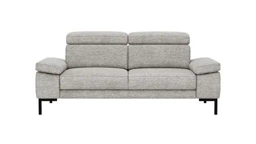 Sofa Hudson - 2,5-Sitzer inkl. Kopfteil verstellbar, Stoff, Hellgrau