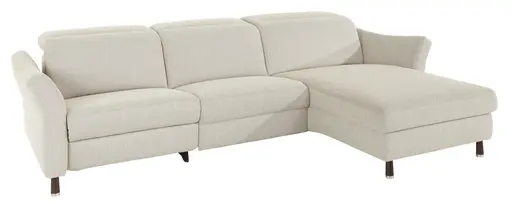 Ecksofa Rafaela - 2,5-Sitzer, Longchair rechts, Kopfteil verstellbar (manuell), Polyester, Beige